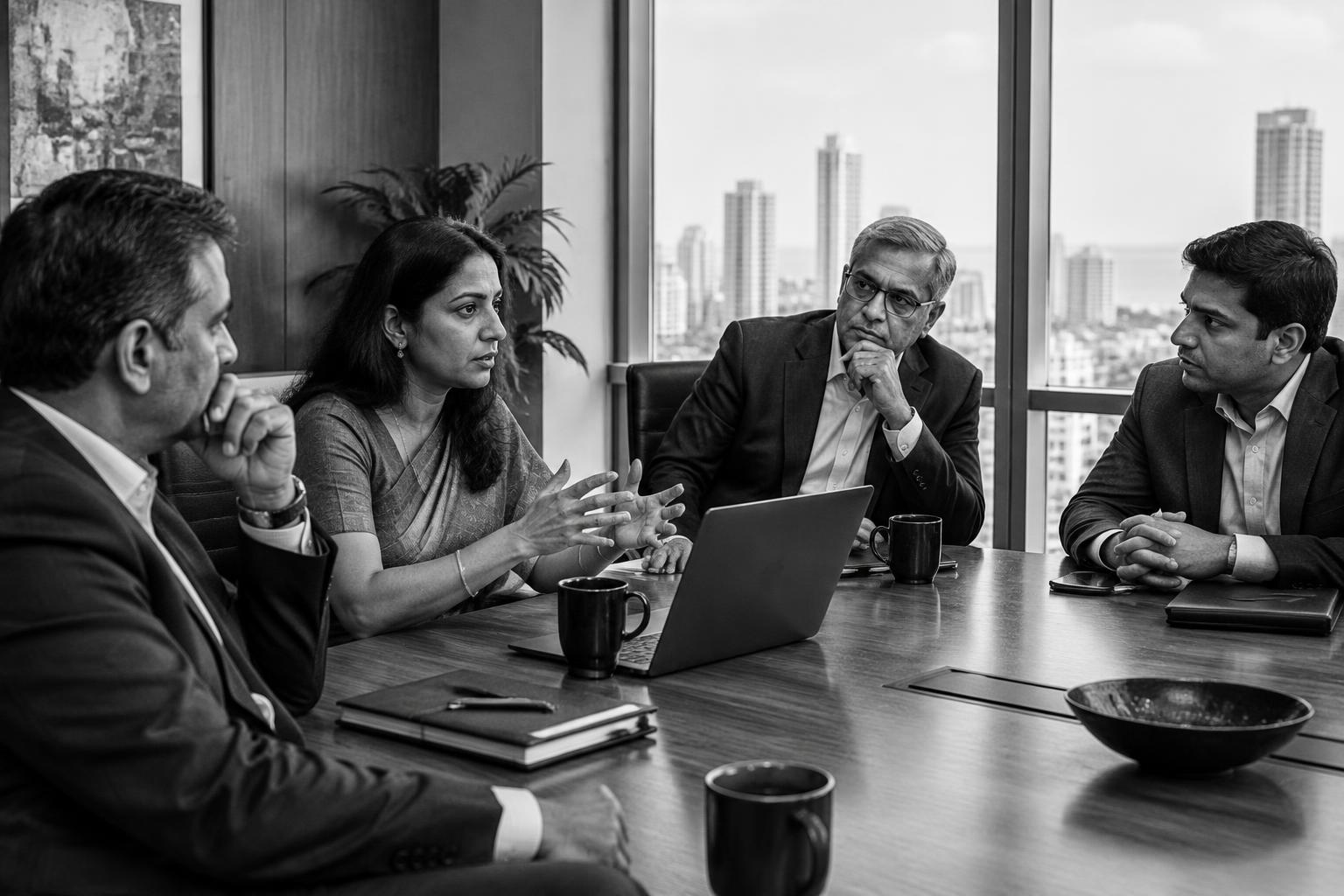 Indian business leaders in a focused institutional discussion