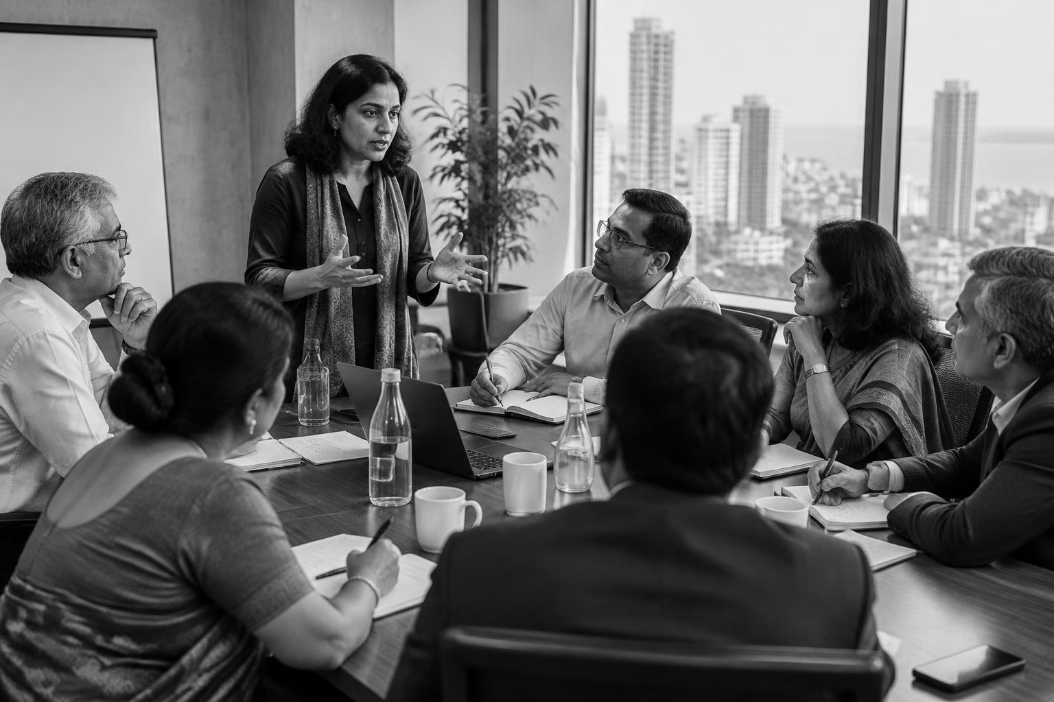 Indian leadership team in a facilitated learning workshop